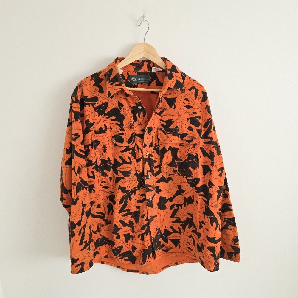 Gander Mountain Vintage Orange and Black Kelly Leaf Camouflage Jacket